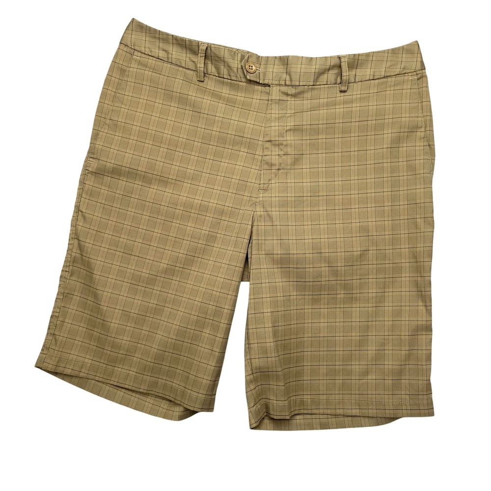 Under Armour Shorts Mens 34 Beige Plaid Golf Performance Stretch Chino Casual